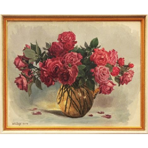 Rote Rosen in Glasvase